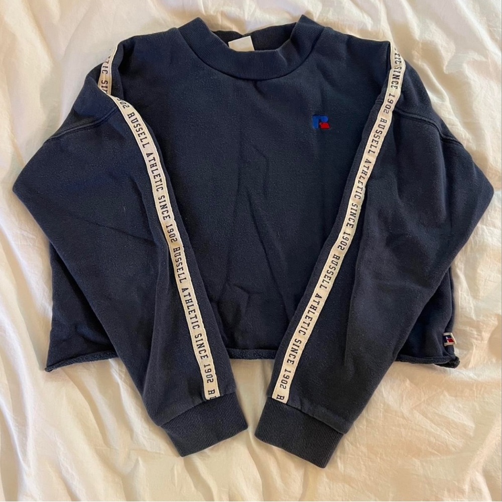 russell athletic navy cropped sweatshirt.